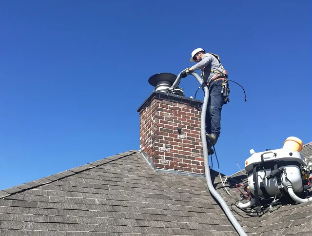 Dedicated Bradenton Chimney Sweep team member cleaning a chimney in Bradenton, FL