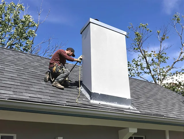 Bradenton Chimney Sweep team member finishing chimney construction in Bradenton, FL